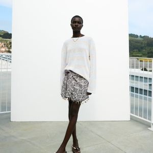 Zara Striped Rustic Sweater Ecru (Size S)